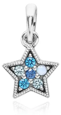 Image de Charm Pandora, pendentif pour femme, "Étoile Brillante", argent, bleu, référence : 396376NSBMX