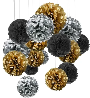 Produktbild von Set mit 15 farbenfrohen Pompons zur Dekoration
