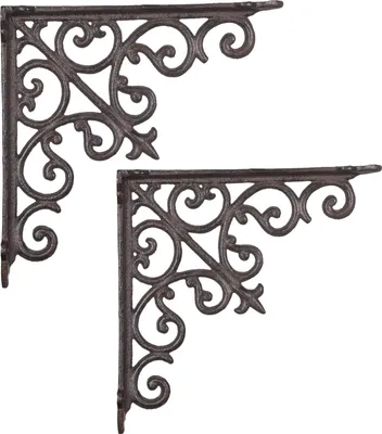 Zdjęcie produktu dla 2 sztuki Moritz wspornik półki wspornik ścienny półka ścienna 22,5 cm x 22,5 cm wspornik półki wspornik półki żeliwny wspornik ścienny brązowy