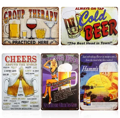 Image de Plaques en métal - Décoration de bar vintage - Décoration murale - Plaques en métal avec des inscriptions