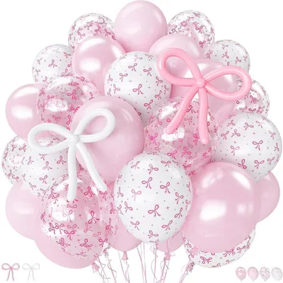 Produktbild von Luftballons Schleifen Deko Rosa Weiß 32 Stück Geburtstag Babyparty Hochzeit
