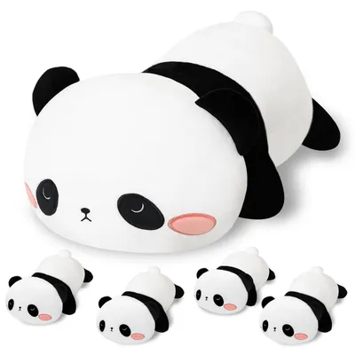 Productafbeelding van Pluche panda met 4 baby's, knuffelkussen, cadeau voor kinderen