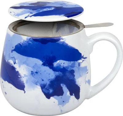 Immagine prodotto di Könitz Seeing Blue Becher, Tasse, Teetasse, mit Sieb und Deckel, Porzellan, 420 ml, 11 5 143 2252