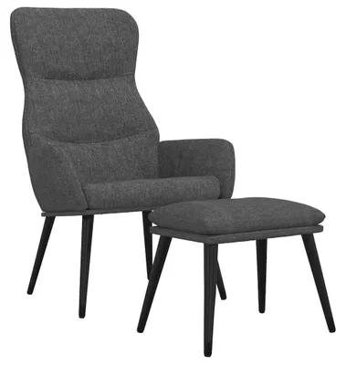 Image de vidaXL Fauteuil relax avec pouf Tissu gris foncé