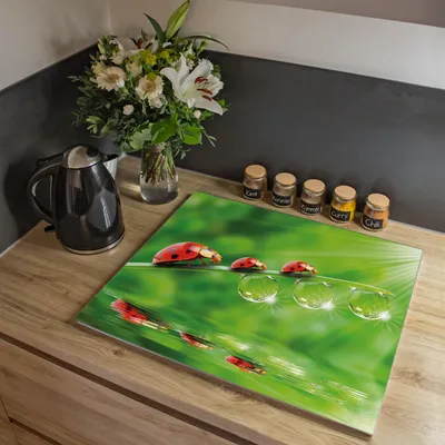 Produktbild von banjado Herdabdeckplatte einteilig 60x52cm groß mit Gummi Abstandshalter, ESG Sicherheitsglas mit Motiv Für Jeden Einen  [HAP1 10888]