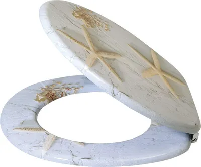 Produktbild von Aqualine FUNNY WC-Sitz mit Seestern-Aufdruck, Weiß