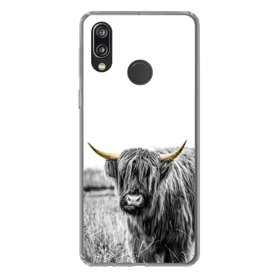 Produktbild von MuchoWow® Handyhülle Schutzhülle Hülle für Huawei P20 Lite (2020) Schottischer Highlander - Gold - Schwarz - Weiß Silikon Softcase Handy Hülle - Kartenhalter