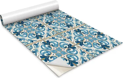Zdjęcie produktu dla Folia samoprzylepna - Okleina meblowa - Dekoracyjna - Do mebli - Tapeta - Naklejka - Folia - Niebiesko-żółta ozdoba - 100 x 50 cm