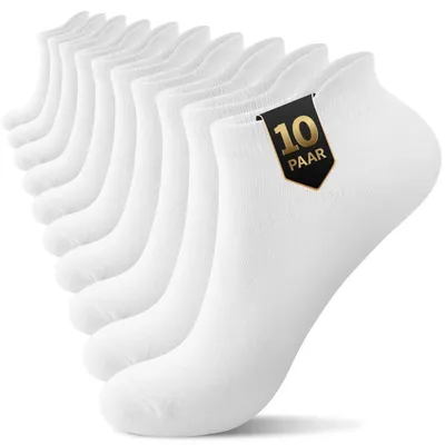 Produktbild von Sneaker Socken Herren Damen 10 Paar bio Baumwolle Knöchelsocken Halbsocken Schwarz Weiß Grau 43-46