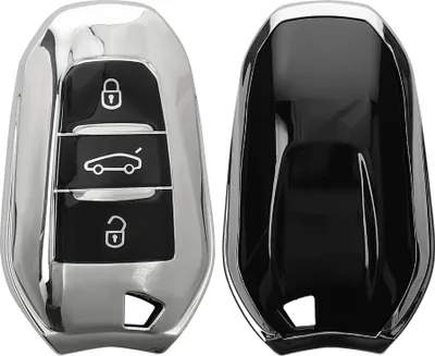 Image de Étui pour clé kwmobile pour clés intelligentes à 3 boutons Peugeot Citroën (Keyless Go uniquement) - Étui pour clé de voiture en silicone TPU -