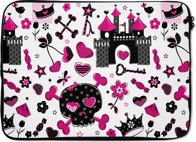 Produktbild von MuchoWow® Laptop Hülle 13 Zoll Mädchen - Krone - Herz - Muster - Mädchen - Kind - Kinder Laptoptasche - Laptophülle - Sleeve - Rundumschutz