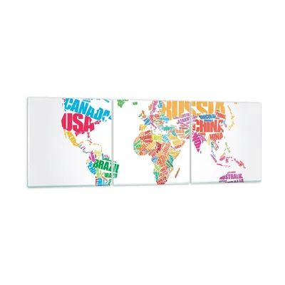 Produktbild von Bilder auf glas - Karte Worte Welt Geographie - 150x50cm - Glasbilder - Wandbilder - Kunstdruck - zum Aufhängen bereit - Wanddekoration aus Glas - Glas Bilder - Wandbild auf Glas - GCA150x50-2860