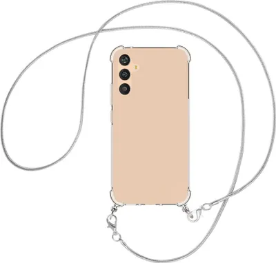 Produktbild von Handykette Backcover-Schutzhülle mit Band (Metall silberfarben) für Samsung Galaxy A34 5G - silberfarbene Snake-Kette