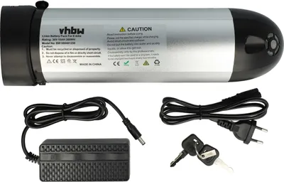 Produktbild von vhbw Akku für E-Bike (10 Ah, 36 V, Li-Ion, inkl. Ladegerät) - Schwarz Silber