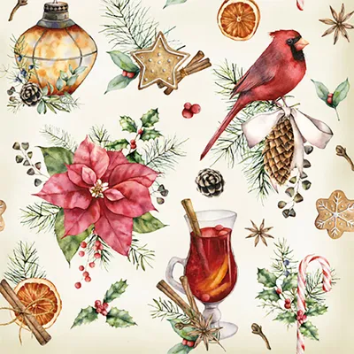 Zdjęcie produktu dla Serwetki papierowe 33 x 33 cm, motyw świąteczny, 20 szt. Białe / czerwone / zielone