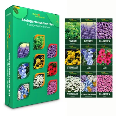 Produktbild von Deine Gartenwelt Steingartensamen-Set - 9 einzeln verpackte Sorten