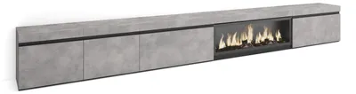 TV-Möbel-Set mit LED-Kamin, 368x45x35 cm, Zement