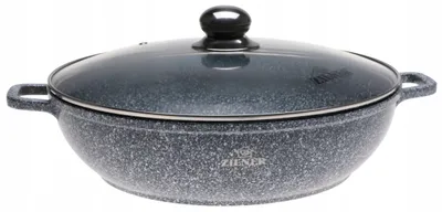 Zdjęcie produktu dla GARNEK Niski Płaski MARMUROWY 28cm WOK Indukcja Gaz 3,3l 7069