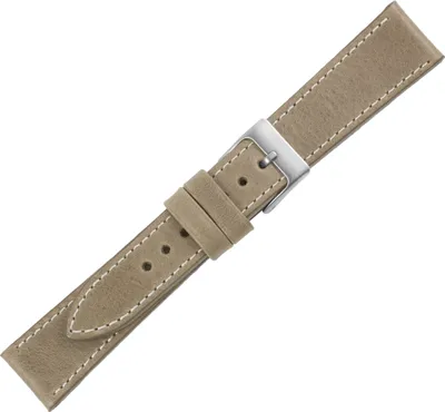 Produktbild von Minott > Uhrenarmband Kalbsleder braun versiegelte Kante > weiße Naht, Stegbreite:18mm, Schließe:Silbern