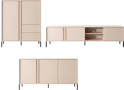Produktbild von Wohnzimmer-Set Wohnwand Dast 3-teilig beige