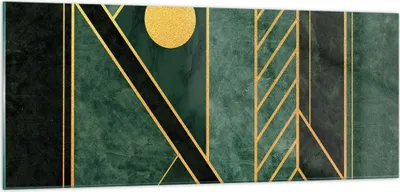 Produktbild von Bilder auf glas - Einteilig - Grün Stück geometrisch - 100x40cm - Glasbilder - Wandbilder - Bilder - zum Aufhängen bereit - Wanddekoration aus Glas - Glas Bilder - Wandbild auf Glas - GAB100x40-4797