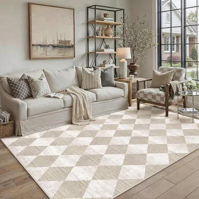 Zdjęcie produktu dla Dywany 120x170 cm, beżowy, antypoślizgowy, do salonu