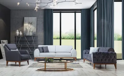 Produktbild von Moderne Sofagarnitur Designer Dreisitzer Einsitzer Luxus 3-er Sessel