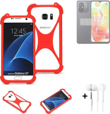 Produktbild von Handy-hülle + Kopfhörer kompatibel mit Xiaomi Redmi 12C Schutz-hülle Bumper Silikon Schutz Hülle Cover Case Silikoncase Silikonbumper TPU Softcase