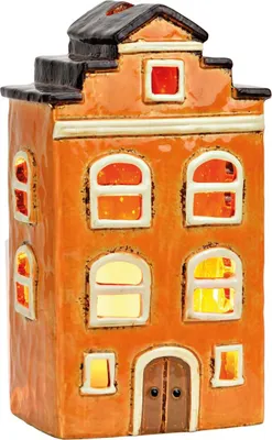 Halloween Windlicht Kürbis Terracotta - 17,5x13,5cm Orange Herbstdeko