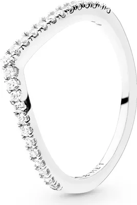 A close-up studio shot of a silver ring with small clear stones.
