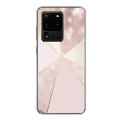 Produktbild von MuchoWow® Handyhülle Schutzhülle Hülle für Samsung Galaxy S20 Ultra Marmor - Rosa - Gold - Schick Silikon Softcase Handy Hülle - Karteninhaber