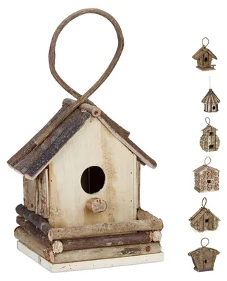 Produktbild von Relaxdays Deko Vogelhaus zum Aufhängen, unbehandeltes Holz, Balkon, Garten, Nistkasten HxBxT: 32 x 18 x 14,5 cm, natur