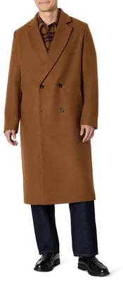Produktbild von A. Essentials Herren Relaxed-Fit Zweireihiger Langer Mantel Aus Wollmischung, Ka