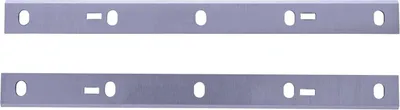 Two metal planer blades with holes for mounting.