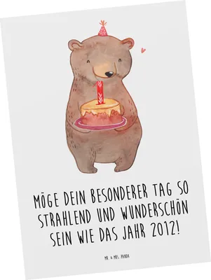 Produktbild von Mr. & Mrs. Panda einzelkarte 2012 Geburtstag - Weiß - Geschenk, Geburtstagsgeschenk, Ansichtskarten, Retro, Grußkarte, Fotokarte, Glück, Familie, Alter, Postkarte