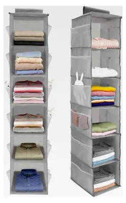Produktbild von 2er Set Hängender Kleiderschrank-Organizer mit 6 Fächern und 18 Seitentaschen für Schlafzimmer