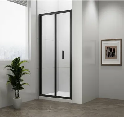 Produktbild von Polysan EASY BLACK Duschfalttür 800mm, Klarglas