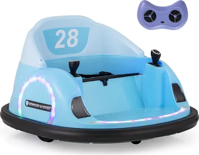 Produktbild von COSTWAY Autoscooter Kinder, Bumper Car elektrisch mit blinkenden LEDs, Fernsteuerung, Musik & 360°-Drehung Kinderscooter für Kinder ab 18 Monaten Blau