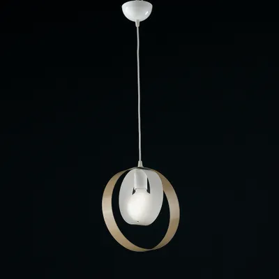 Immagine prodotto di Sospensione Moderna 1 Luce Cerchi Ferro Bianco e Tortora Serie Bolla