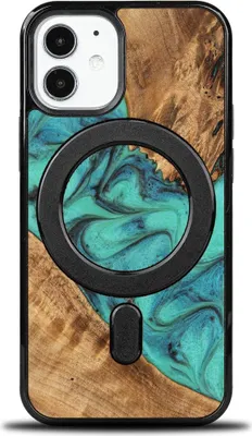 Obrázek produktu pro Dřevěné pouzdro Bewood iPhone 12 Mini, tyrkysové MagSafe
