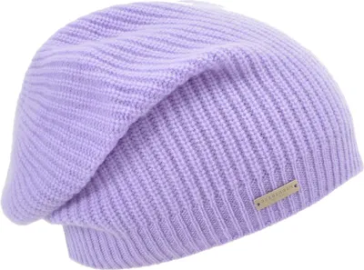 Seeberger Strickmütze-Beanie aus 100% Kaschmir im Rippmuster in lila