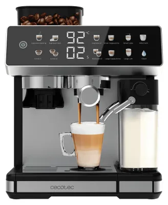 Produktbild von Barista Espressomaschine mit integriertem Mahlwerk und Milchbehälter.