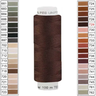 10 x 100m / 10 Spulen Unipoly 120 TEX14x2 Polyester Nähgarn Artikel 5v6 kaffeebraun