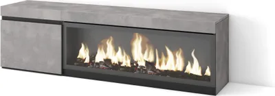 Produktbild von TV-Schrank, Lowboard, 158x35x45cm, Für TV-Geräte bis zu 65", Elektrokamin XXL, Zementgrau