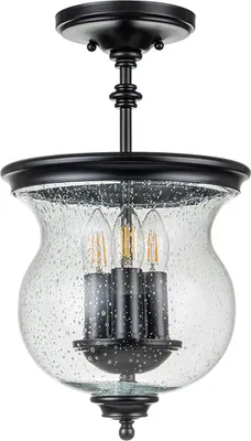 Produktbild von Deckenleuchte Metall Glas E14 rund Ø 25,4 cm Schwarz 3-flammig Rustikal