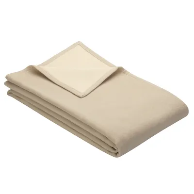 Produktbild von Ibena Bio Baumwolldecke Stockholm 140x200cm - Kuscheldecke creme/weiß zweifarbig, Wolldecke, Sofadecke kuschelweich