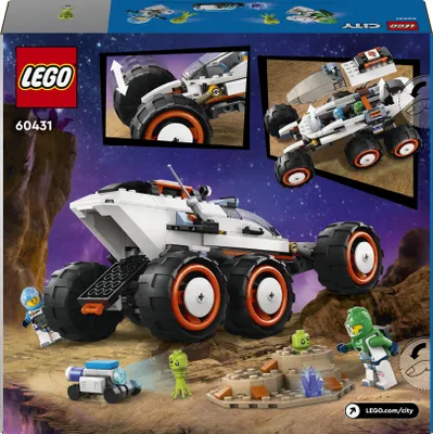 Produktbild von LEGO City Weltraum-Rover mit Auerirdischen, Auto-Set mit Roboter- und Alien-Spielzeug-Figuren, Geburtstagsgeschenk fr Jungs und Mdchen ab 6 Jahren, mit 2 Minifiguren und einer Planetenkulisse 60431