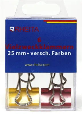 Produktbild von Rheita Foldback-Klammern 25 mm, 6 Stück farbig sortiert,