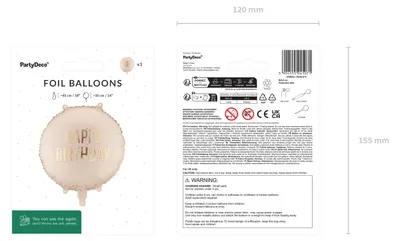Produktbild von Folienballon zum Geburtstag – „Happy Birthday“, cremefarben, 35 cm
