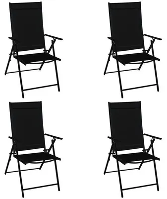 Produktbild von Gartensessel Klappsessel Stahl anthrazit + Textilgewebe schwarz, 4-er Set